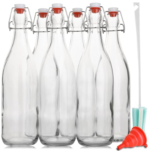 Flip Top Glass Bottle [1 Liter (6 Count)