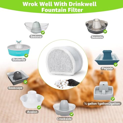 15 Count Replacement Carbon Filters Compatible with PetSafe Drinkwell Filters