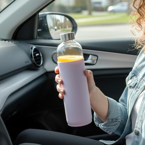 32 oz Glass Water Bottles with Lids and Silicone Sleeve 3 Pack