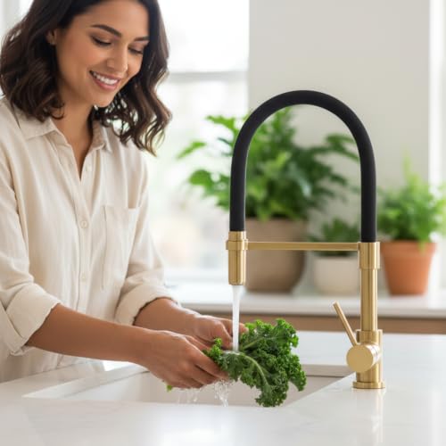 Gold and Black Kitchen Faucet