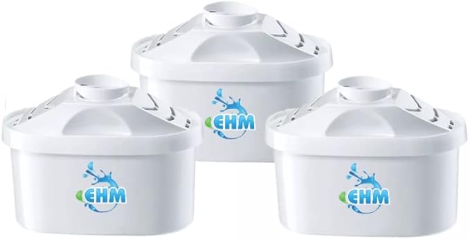 EHM 3 Pack PureFlow Purifying Water Pitcher Replacement Cartridge – Healthy Drinking Water, 6-Stage Filtration & Hydration System, Cleaner Healthier