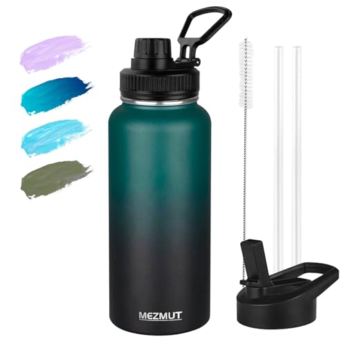 32oz Metal Sports Insulated Water Bottle with 2 Lids