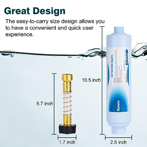 2 Pack RV Inline Water Filter with Hose Protector