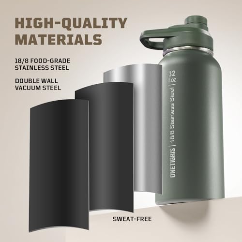 32oz Insulated Tactical Water Bottle with Straw & MOLLE Sleeve
