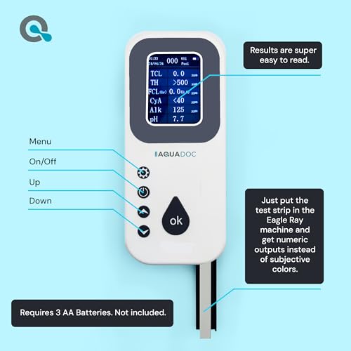 AquaDoc Eagle Ray Digital Water Test Kit for Pool & Spa with 30 Test Strips (30 Count)