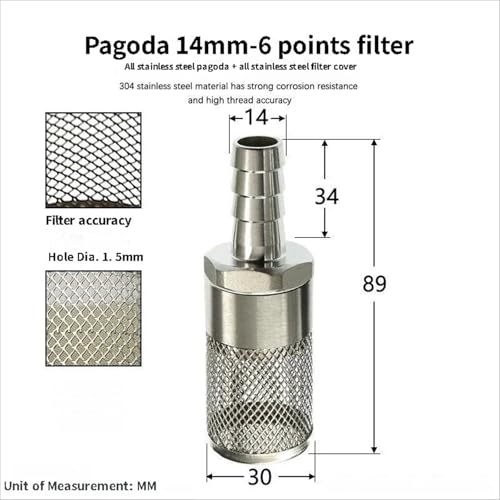 304 Stainless Steel Water Pump Filter Hose End Strainer Barbed Inline Mesh Screen