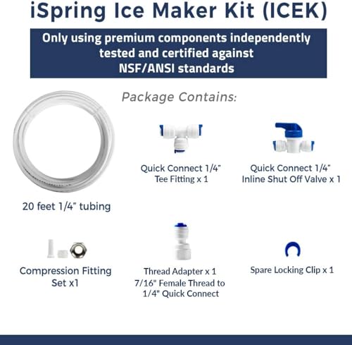 ICEK Ultra Safe Fridge Water Line Connection and Ice Maker Installation Kit for Reverse Osmosis RO Systems & Water Filters