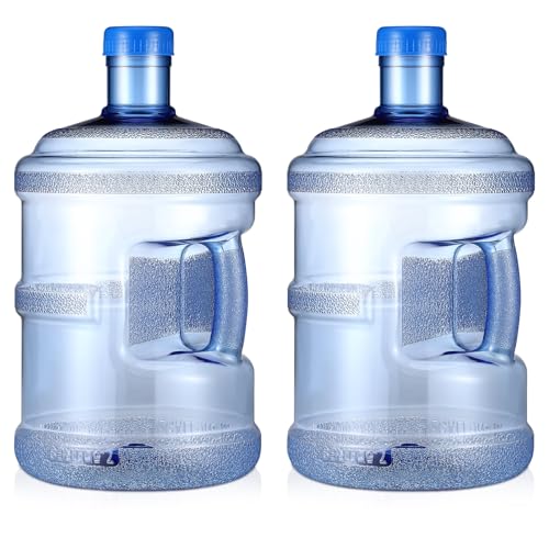 2 Pieces Water Jugs Round Plastic Water Bottle With Handle Screw Cap Reusable Large Capacity Bottle For Camping Outdoor Travel Gym Use (2 Count)