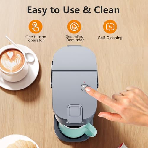 Mini Single Serve Coffee Maker for K Cups and Grounds with Handle