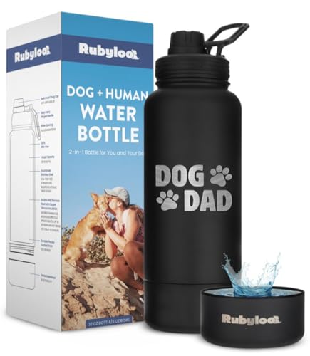 Dog Dad Water Bottle with Detachable Bowl for Dog Lovers