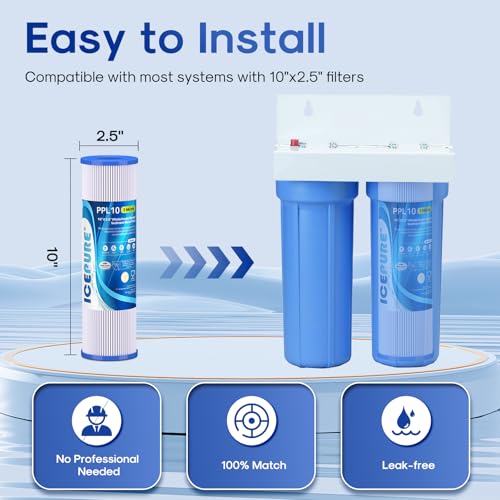 10" x 2.5" Pleated Sediment Water Filter Cartridge Replacement Any 10 inch RO Unit (4 Count)