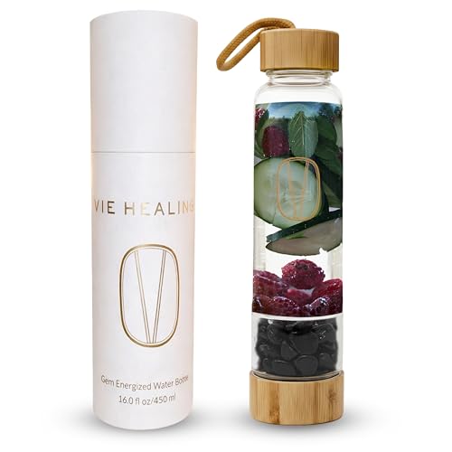 Gem Infused Obsidian Glass Water Bottle
