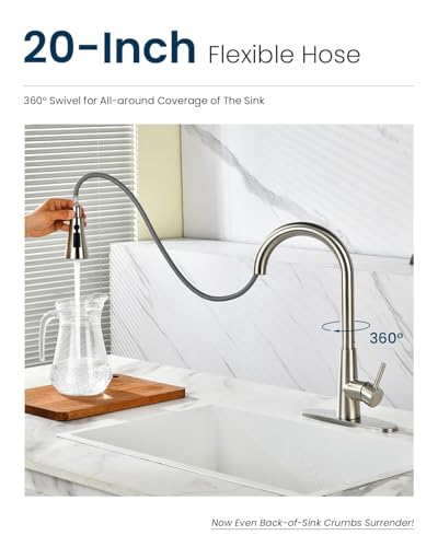 Touchless Kitchen Faucet with Soap Dispenser Brushed Nickel