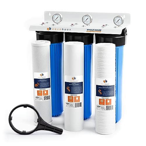 3 Stage Whole House Water Filter System Against Chlorine & Sediment with 20x4.5 Water Filters Cartridges