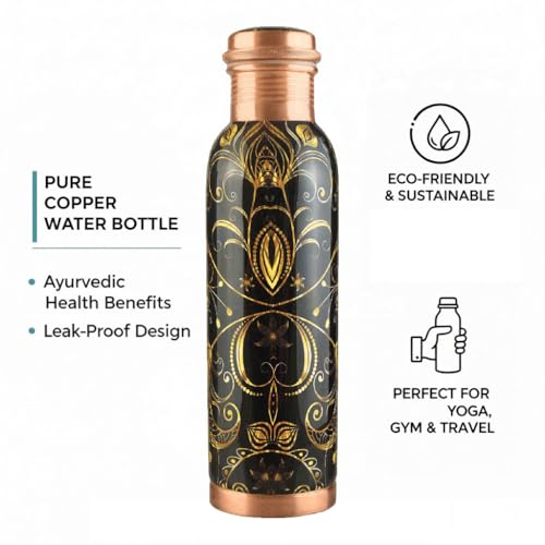 100% Handcrafted Bubble Engrave Pure Copper Water Bottle or Drinking Water