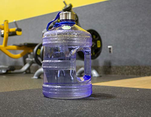 Iconic 1 Gallon Round BPA Free Water Bottle with Stainless Steel Cap and Integrated Handle