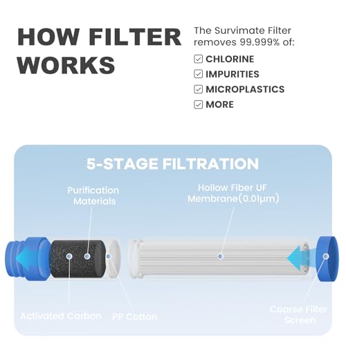 Replacement Filter for Filtered Water Bottle with 5