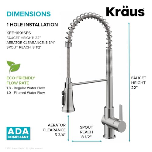 Britt 2-in-1 Commercial Style Pull-Down Single Handle Water Filter Kitchen Faucet for Reverse Osmosis or Water Filtration System in Spot Free Stainless Steel, KFF-1691SFS