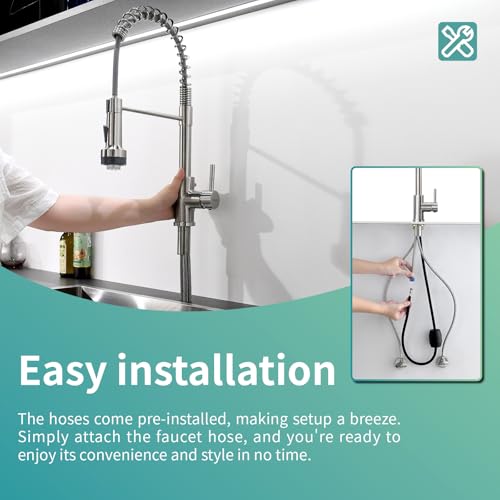 Led Kitchen Faucet with Pull Down Sprayer Brushed Nickel