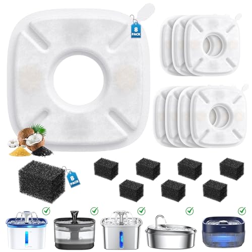 16 Pcs Cat Water Fountain Filters for Veken 95oz 67oz 135oz Pet Fountain (16 Count)