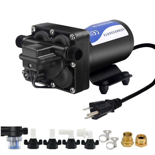 RV Fresh Water Pump 110V Water High Pressure Increase Booster Pump for Home Irrigation 5.5GPM 75PSI Marine Boat Washdown Pump Diaphragm on Demand Water Pump for Yard Garden Camp Yacht (105.76 Ounce)