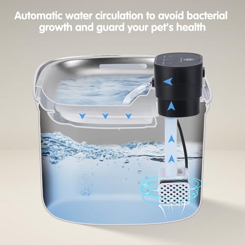 5L 169oz Automatic Stainless Steel Pet Water Fountain for Cats & Dogs