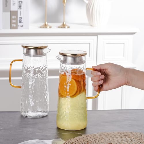 Glass Water Pitcher 2 Pack with Lid & Filter (2 Count)