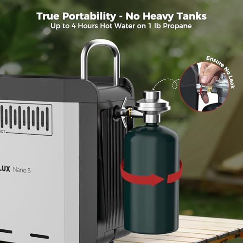CAMPLUX Nano 3 Portable Propane Water Heater with Pump Kit