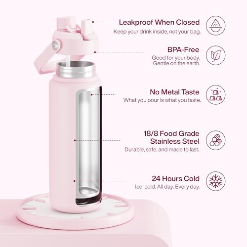 Insulated Water Bottle with Straw Stainless Steel Water Bottle
