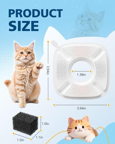 50 Pcs Cat Water Fountain Filters for Veken 95oz 67oz 135oz Pet Fountain (50 Count)