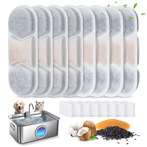 8 Pack Dog Fountain Filter Replacement for Zuqqony 12L