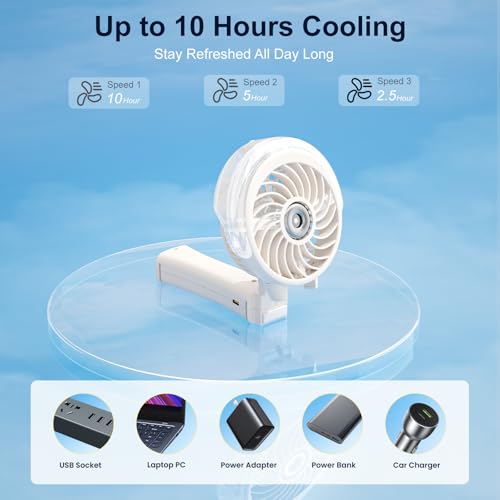 Upgraded Portable Handheld Misting Fan