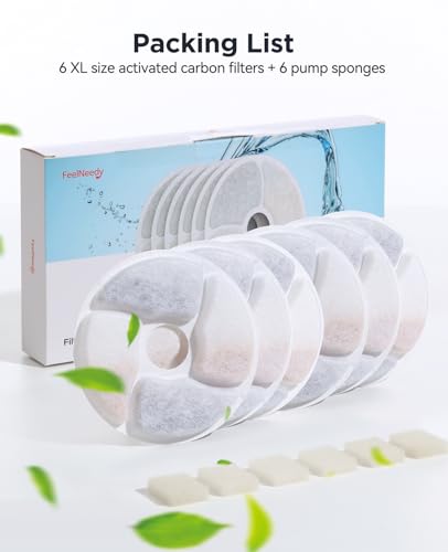 6 Pack Cat Water Fountain Filter & 6 Pack Pump Sponges Replacement for [FN