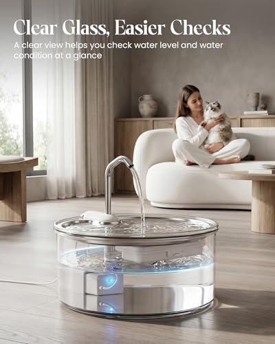 Glass Cat Water Fountain (108 Fl Oz)