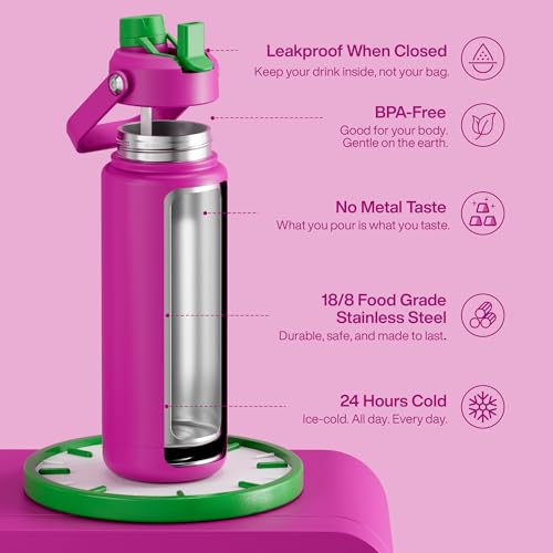 Insulated Water Bottle with Straw Stainless Steel Water Bottle