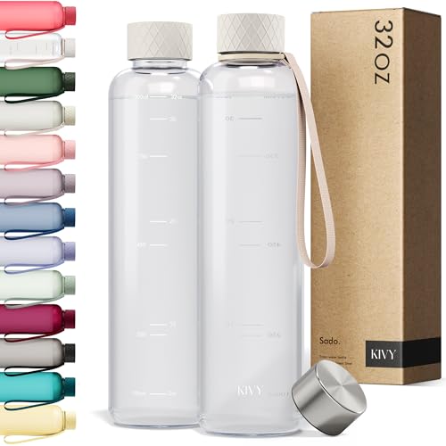 Slim Water Bottle 32oz [Lightweight & Shatterproof Tritan] Fits Backpack & Cupholder for Travel