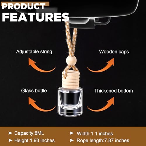 150 Pieces Hanging Car Diffuser Air Freshener Bottle Bulk Empty Glass Refillable Perfume Bottles Oil Diffuser Aromatherapy Pendant for Auto Interior Ornaments Decor (150 Count)