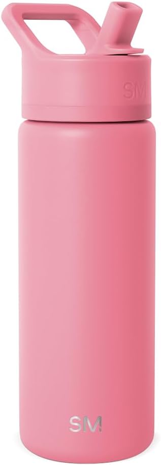 Simple Modern Kids Water Bottle with Straw Lid | Vacuum Insulated Stainless Steel Metal | Reusable Leak Proof BPA-Free Thermos for School | Summit Collection | 18oz, Velvet Pink