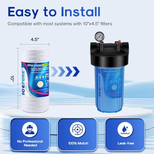 50 Micron 10”*4.5'' Whole House Sediment String Wound Water Filter Replacement filter for 84637 (2 Count)