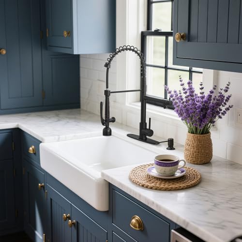 LED Commercial Kitchen Faucets with Pull Down Sprayer Matte Black