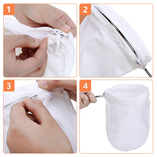 4 Pieces 5.5 Inch Ultra Fine Mesh Strainer Bags Reusable Filter with 2 Stainless Steel Frame with Handle for Filter Nut Milk Coffee Tea Traditional Thai Butter Bag Juices and Fresh Cheese Cotton