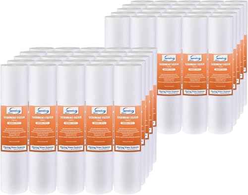 FP11X50-N, NSF Certified, 1 Micron 10"x2.5" Multi-Layer Sediment Water Filter Replacement Cartridges, 50-Pack