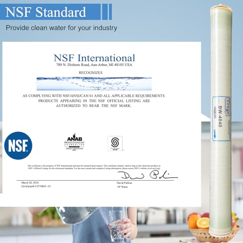 BW-4040, 4" x 40" RO Membrane for Desalination of Brackish Water, 99.5% Desalination Rate, 2400 GPD, 2000-5000PPM, BW-4040 Reverse Osmosis Membrane for Groundwater, Municipal, NSF Certified