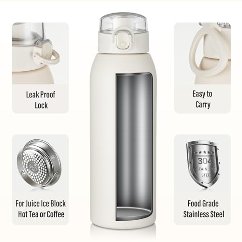 Insulated Water Bottle 24 oz with Dustproof Lid