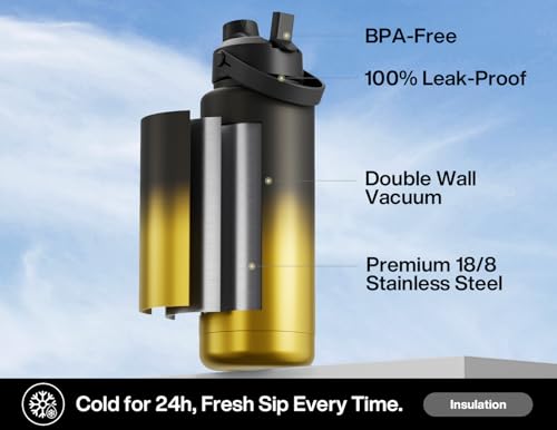 40 oz Insulated Water Bottle with 2