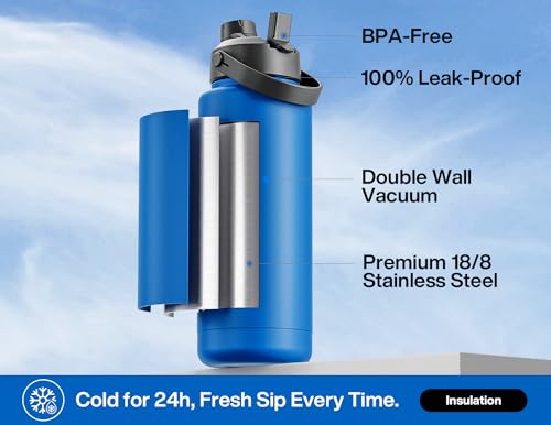 40 oz Insulated Water Bottle with 2