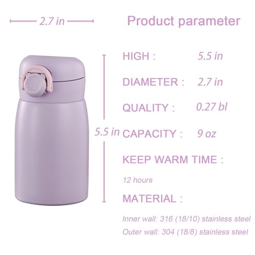 9 oz Mini Water Bottle Small Stainless Steel Thermos