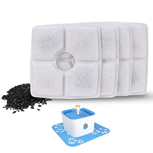 4 Packs Cat Fountain Filter Flower Pet Fountain Replacement Filters Activated Carbon Water Dispenser Filters (4 Count)