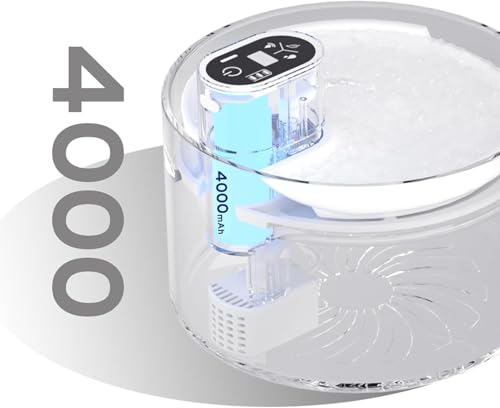 Cordless Ceramic Cat Water Fountain Replacement 4000mAh Battery Sensor Controller Automatic Super Silent Intelligent Sensor Cordless Pet Drinking Dispenser Dog Water Bowl Dispenser