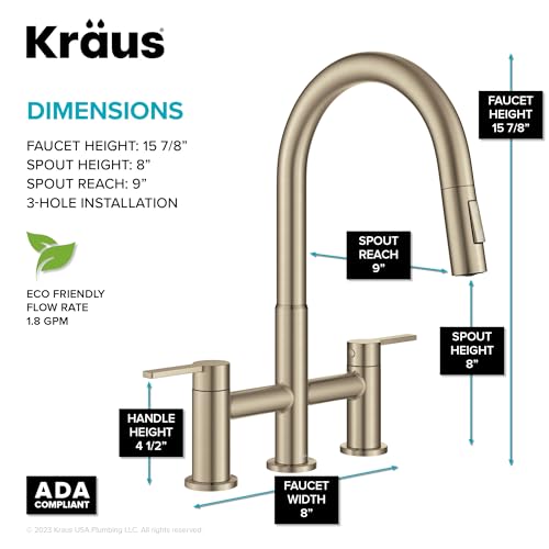 Oletto Bridge Kitchen Faucet with Pull